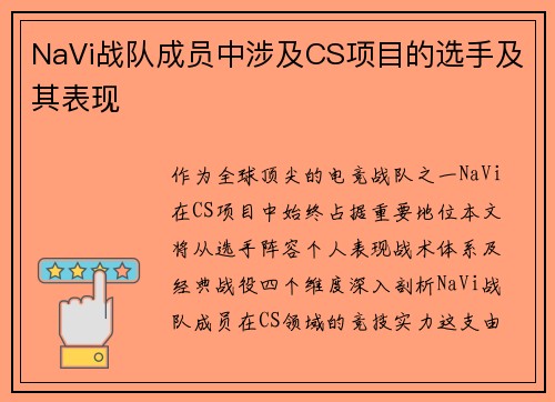 NaVi战队成员中涉及CS项目的选手及其表现