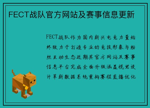 FECT战队官方网站及赛事信息更新
